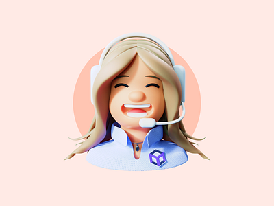 Support - 3D Icon 3d assistance blonde branding character customer cute feedback girl happy headset help icon illustration office question render smiling support technology