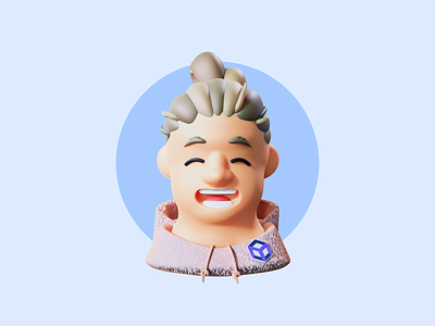 Smiling character - 3D icon 3d blonde branding character cute hoodie icon illustration man bun portrait render shadows smiling smooth