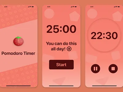 Pomodoro iOS app design logo maroon minimal mockup pink pomodoro pomodoro app pomodoro ios sfpro simple timer sketch swiftui timer app