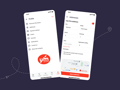 How to choose a main address? address app delivery design food interface mobile profile ui ux
