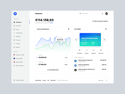 Dashboard for Banking App - Paysa UI Kit admin app bank banking chart dashboard design example finance fintech graph inspiration page payment saas transaction ui design ui kit wallet wise