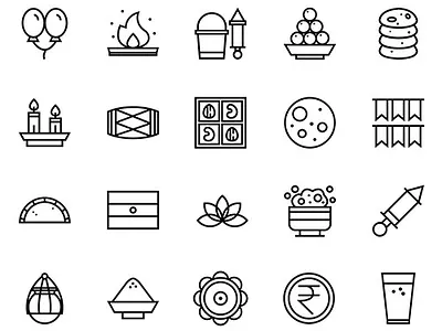 Holi Festival - Icon Pack branding design festival flat holi icon icon set iconography icons illustrator line outline ui vector
