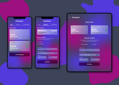 Checkout page app blur checkout design mobile payment plan tablet ux