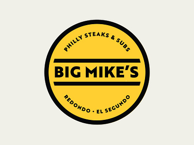 Bike Mikes Philly Steaks & Subs badge badge logo branding eatery grab and go logo logo design logos philly cheese steaks restaurants sandwiches sub yellow