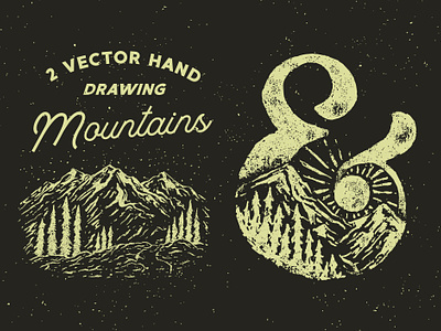 2 Vector Hand Drawing Mountains