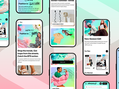 Afterpay Mobile Screens afterpay fashion landing page mobile ui ui design user experience user interface ux ux design webdesign website