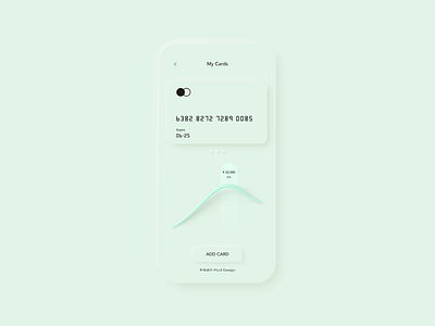 Neumorphism UI 3d account bank card chart clean minimalist mobile neumorphism phone ui