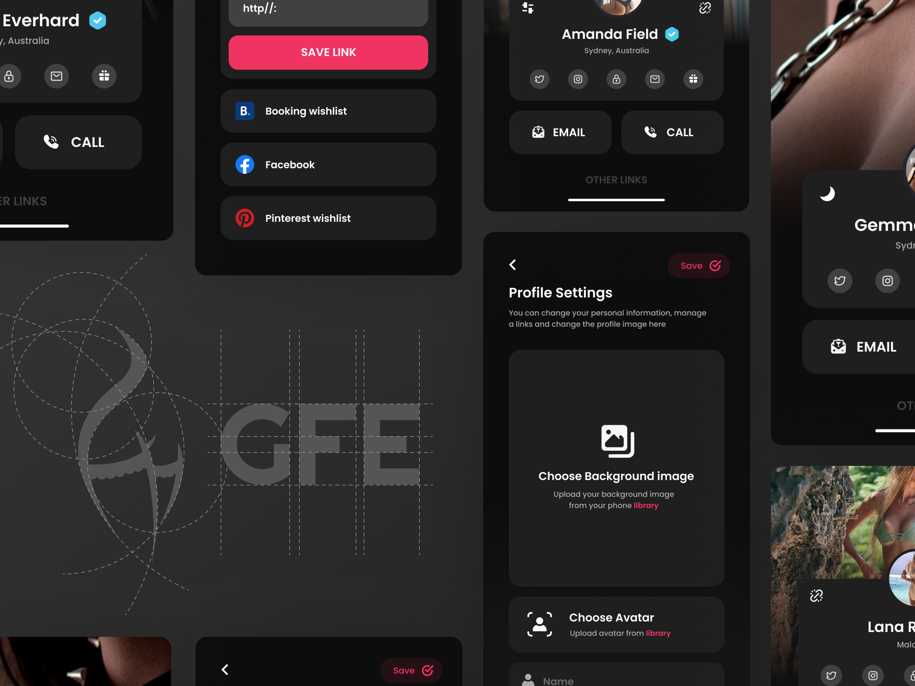 GFE Multi Links app uiux app design app ui app uiux branding links model ui ui kit uiux