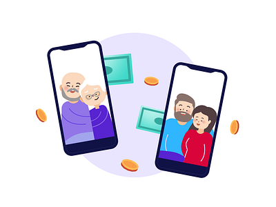 International Family Remittance Day 👨‍👩‍👧‍👦 2d blog post cute day design family fintech flat design hanateh illustration international money transfer paysend phone simple