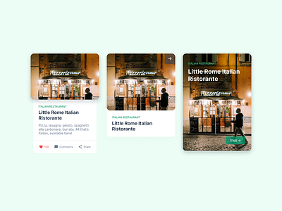 Neat UI Cards Design adventure card cards design emerald green italian mobile ui mobile ux restaurant ui ui card ui component ui design ui kit ux design