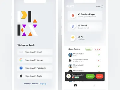 Plex animation app branding colorful design game gaming illustration mobile ui ux uxui