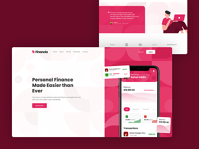 Landing Page Design for Finance Management App budgeting app budgeting landing page finance app finance landing page landing page landing page design landing page ui money management app money management landing page ui ui design user experience design user interface design ux web design website design