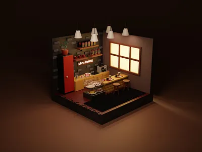 Cafe 3d 3dmodel art blender3d frostnout illustration