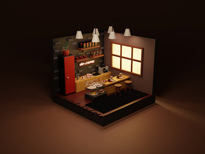 Cafe 3d 3dmodel art blender3d frostnout illustration