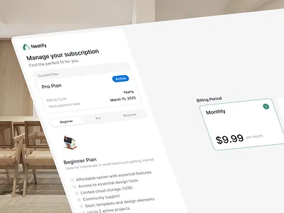 Nestify - Architectural & Interior Drawing [Subscription] architect architectural dashboard clean dashboard design interior interior dashboard modern pricing pricing plan subscriptions ui ux