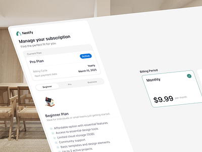 Nestify - Architectural & Interior Drawing [Subscription] architect architectural dashboard clean dashboard design interior interior dashboard modern pricing pricing plan subscriptions ui ux
