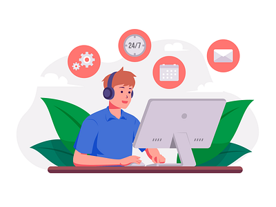 Flat Customer Support Illustration - 2 admin call center contact us customer service customer support flat helpdesk illustration support vector