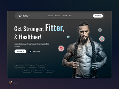 Fitness landing page design branding figma fitness graphic design landingpage minimalist modern design new design professional shot trending ui ux