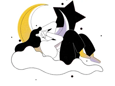 Sweet Dreams cartoon character characterdesign cloud design drawing dream flat illustration loneliness minimal moon night pastel procreate sleep sleeping star sweet