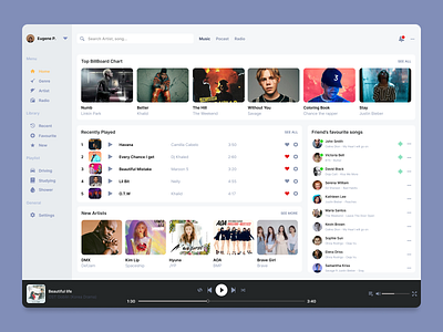 Music App Dashboard app artist band dashboard design illustration industry modern music simple ui ux