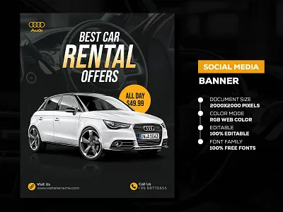 Rent Car - Social Media Banner Template car car banner car banner design free car banner psd free download car banner template social media banner social media banner design social media banner design ideas social media banner pack free social media banner template social media post design social media posts and banners