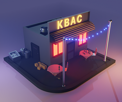 Night kvass shop 3d 3dmodelling blender graphic design illustration