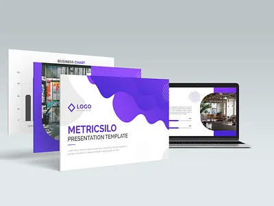 Business PowerPoint presentation template with mockup annual diagram minimal