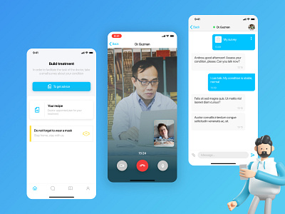 Mobile app for communication with a doctor app chat communication covid design doctor ios message mobile ui video