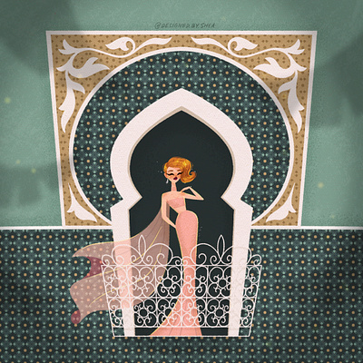 Madame in Morocco character colorful concept art fashion illustration female illustration morocco tile travel vintage style