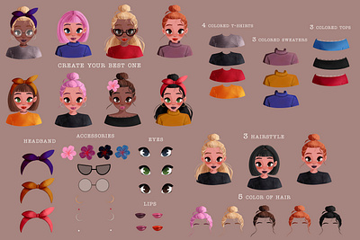 Avatar creator avatar avatar creator cartoon cartoon character design girls girls illustration illustration