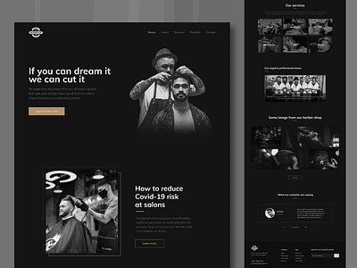 BaRBER barber clean concept cut hair home page interface landing page minimal salon ui design ux design web design website