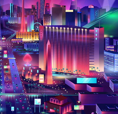 Casino city details cyberpunk design illustration illustrator pabloladosa synthwave vector vectorart