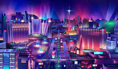 Casino City city contemporary design illustration illustrator outrun pablo ladosa pabloladosa vector