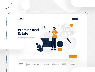 Real estate search portal branding design estate graphic design illustration landing logo portal real realestate search ui ux vector web