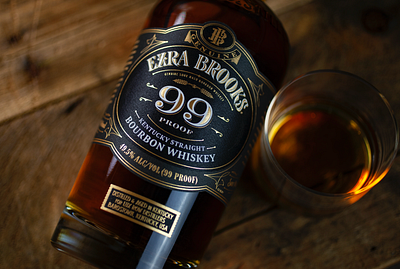 Ezra Brooks 99 bottle bourbon design label logo packaging spirits whiskey