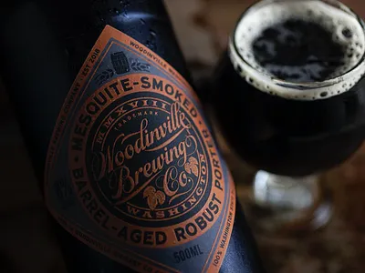 Woodinville Brewing Co Mesquite Smoked Porter beer bottle brewing label logo packaging porter