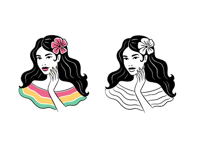 Beauty logo and label, line art illustration, Mexican woman america beauty black and white cosmetics drawing feminine flower illustration latin latino line drawing lineart makeup manicure mexican mexico minimal spanish vector woman