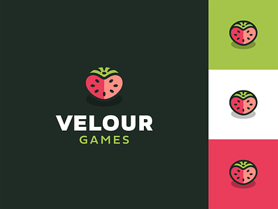 Velour Games creative fruit fun game gaming happy heart illustration kreatank logo logo design mobile gaming watermelon