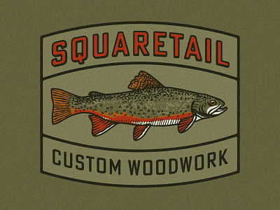 Squaretail Custom Woodwork badge craftsman fish fishing fly fishing texture trout typography woodworking