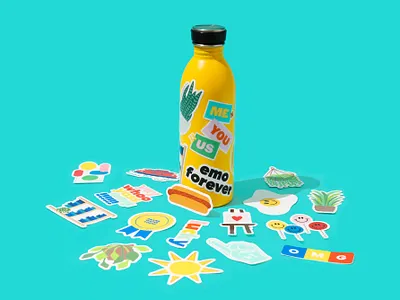 Stickers award balloons emo hotdog house plant illustration magnets punk stationery stickers sunshine water bottle