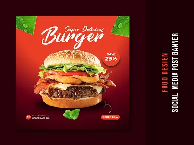 Food Social Banner Instagram Post Design ads branding construction corporate creative design food banner healthy food instagram instagram post banner post banner promotional property restaurant banner service social stationery vector web banner