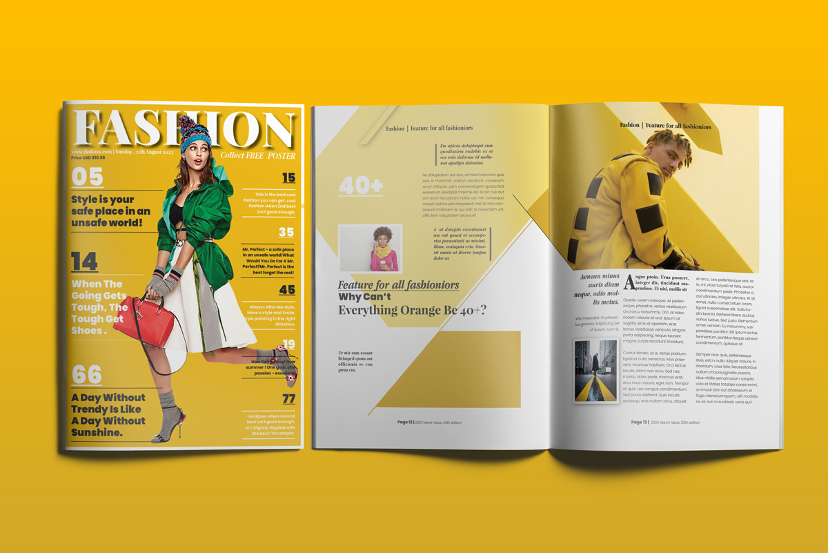 Fashion Magazine Layout bifold brochure creative creative market cymk design fashion magazine graphic design indesign magazine magazine design magazine layout minimalist print spread swiss template women mag