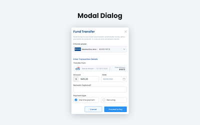 Financial App - modal popup banking app card design financial app mobile banking app modal dialog modal dialog box modal popup money transfer popup ui components user experience web application