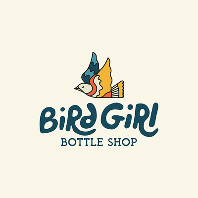 Bird Girl Bottle Shop Branding bird bird girl bottle bottle shop brand identity branding hand lettered illustration lettering logo newport news