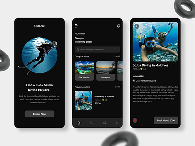 Scuba Diving App 3d animation branding daily ui design graphic design logo motion graphics ui ux
