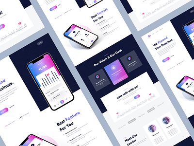 Mineral - Business Landing Page business chart dark graph hero landing page marketing mobile mockup website