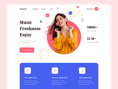 Musicly - Music App Landing page best web design landing page music music app music applanding page popular landing page web interface website website design