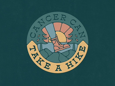 Cancer Can Take a Hike Branding, 2022 badge boot brand identity branding cancer community design hike hiking hope illustration mountains non profit outdoors outside peace sun support tree wellness