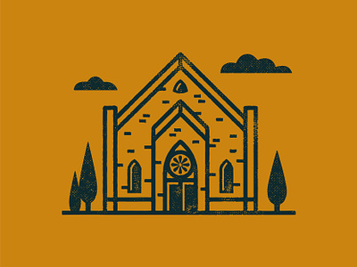 Historic Church Illustration architecture brick building church design historic illustration landscape vector