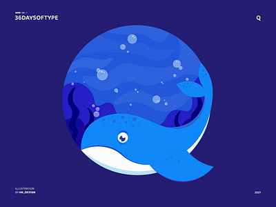 Q - Quiet 36daysoftype creative graphic design illustration minimal ocean q quiet type design typography vector vector art visual design whale